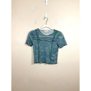 Brave Soul Womens Sheer Paisley Print Crop Top S Blue Boho Festival Hippie Fairy